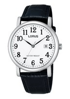 Lorus correa de reloj VJ32 X246 Cuero Negro 20mm + costura negro